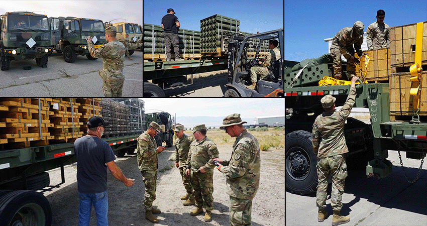 Photo of soldiers completing mission essential tasks, including asset realignment, storage reform and field maintenance.